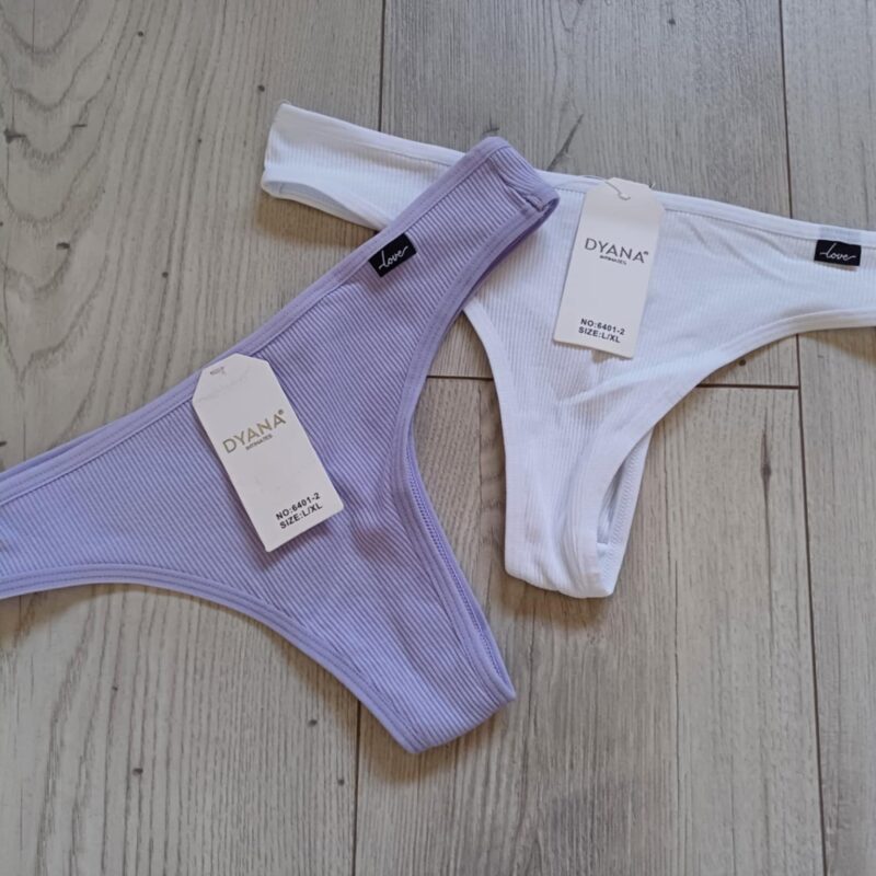 Dwupak bawełnianych majtek LOVE z prążka L/XL stringi