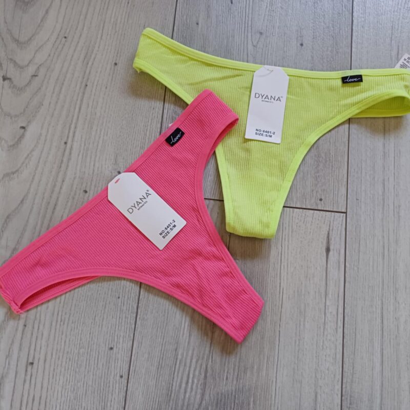 Dwupak bawełnianych majtek LOVE z prążka S/M stringi