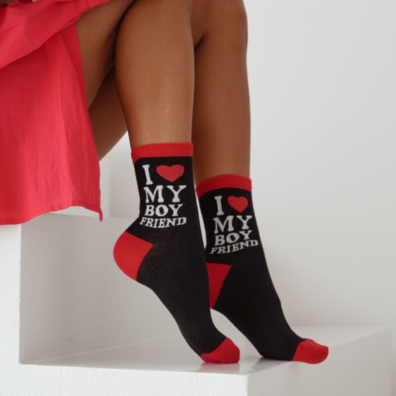 Skarpetki damskie I LOVE MY BOYFRIEND czarne 37-41 Produkt Polski