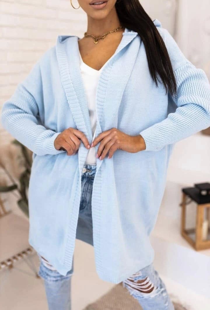 Cudny długi sweter/kardigan z kapturem - Image 4