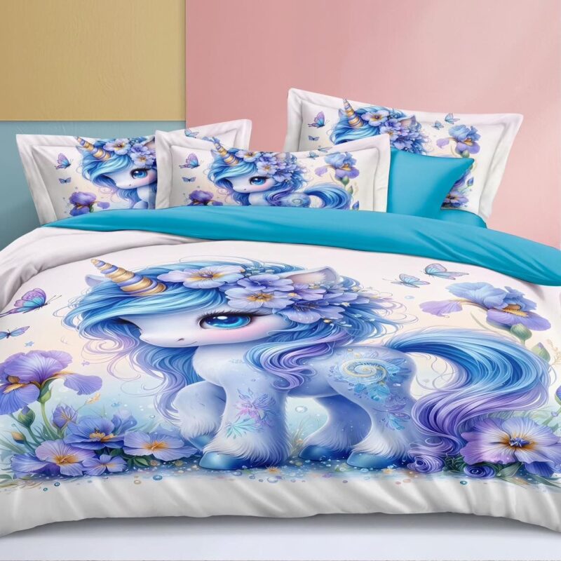 Komplet pościeli 3d 160/200cm SATYNA BAWEŁNIANA jednorożec