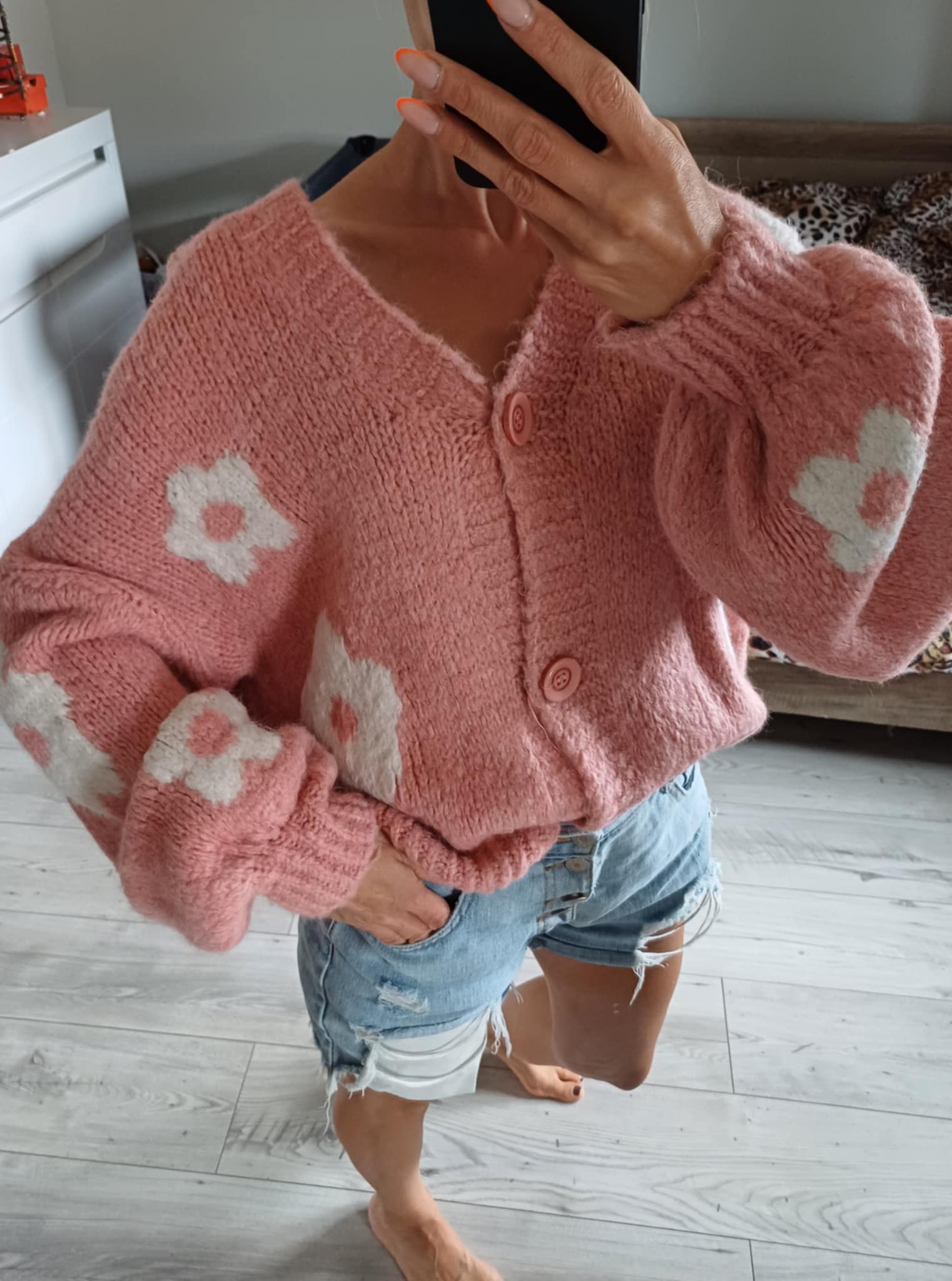 Sweter na guziki/Kardigan w kwiaty