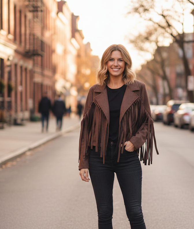 Ramoneska z frędzlami Zamszowa_boho_ - Image 4