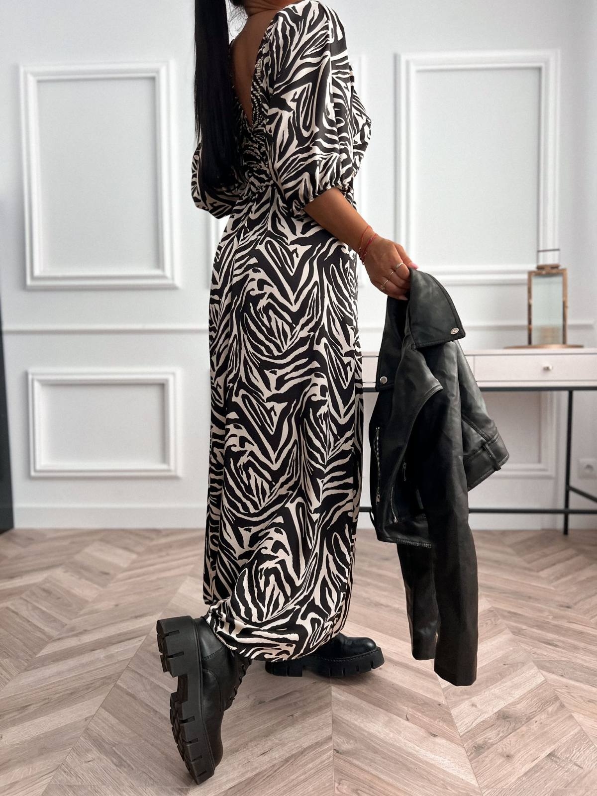 Długa sukienka wiskozowa Zwierzęcy print - Image 2