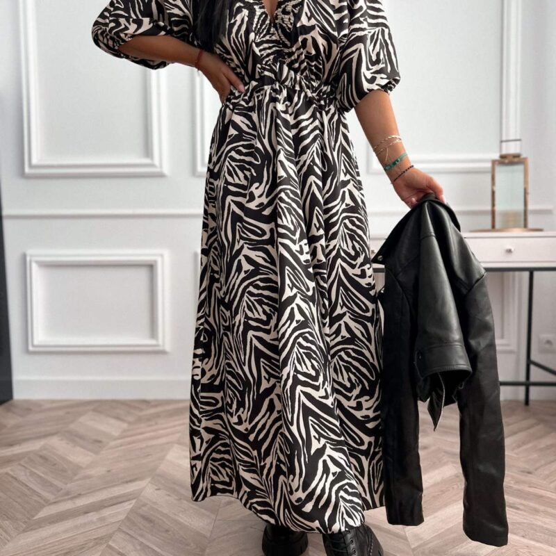 Długa sukienka wiskozowa Zwierzęcy print