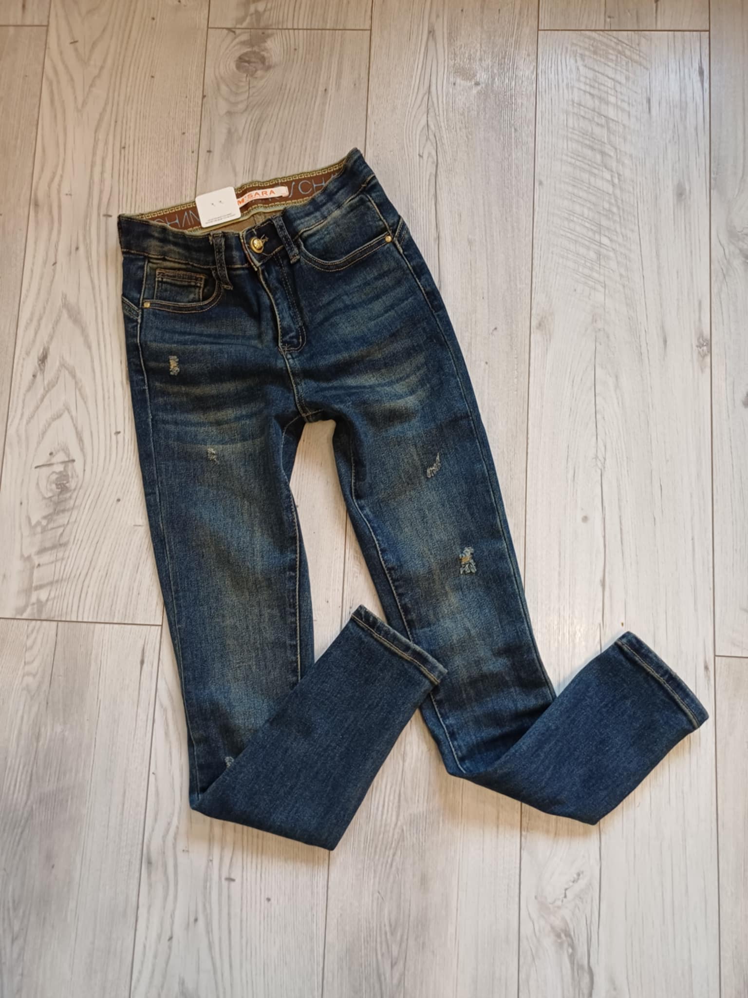 Spodnie jeansowe Rurki z przetarciami M'Sara