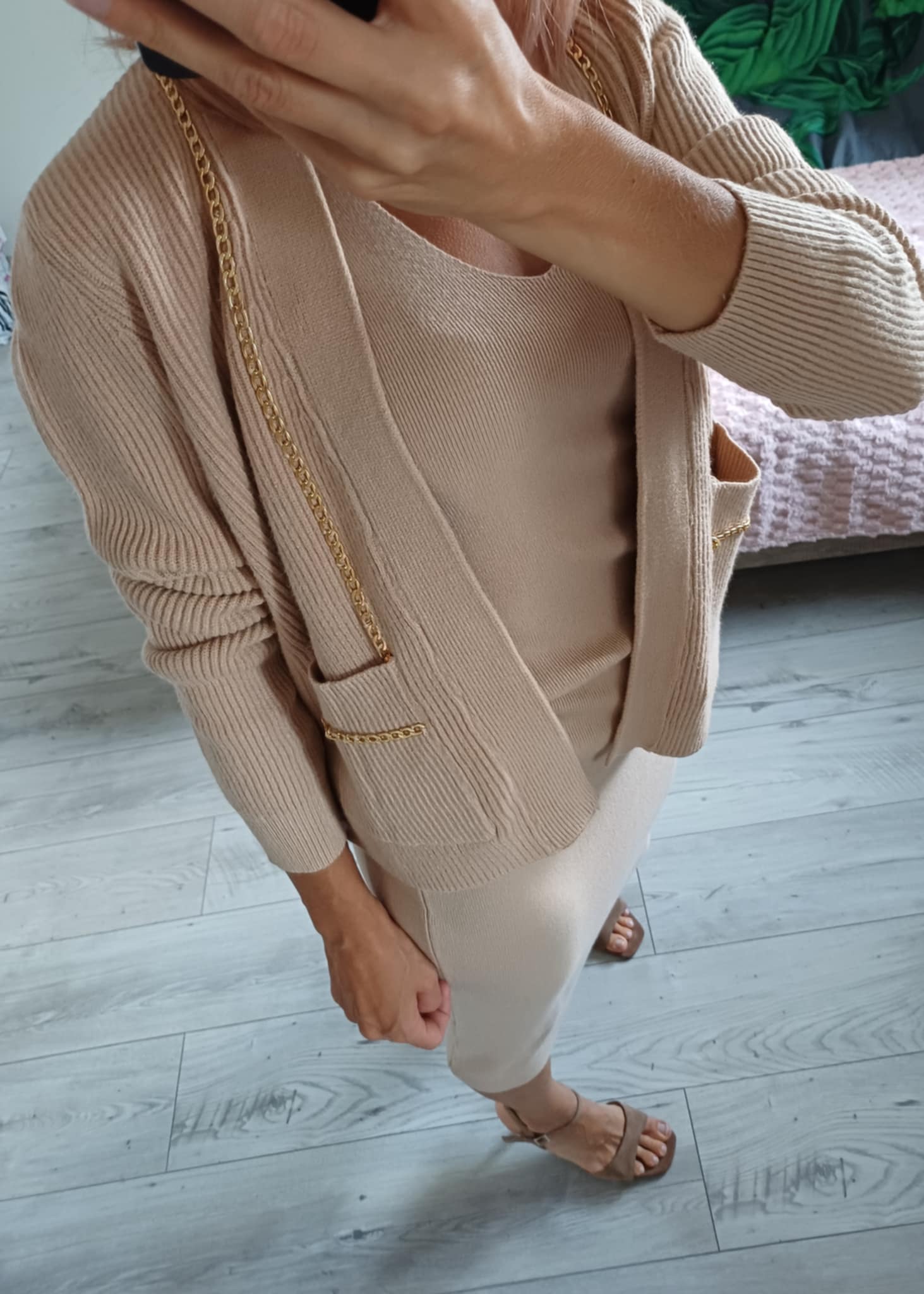 Elegancki dzianinowy komplet Sukienka+sweterek - Image 4