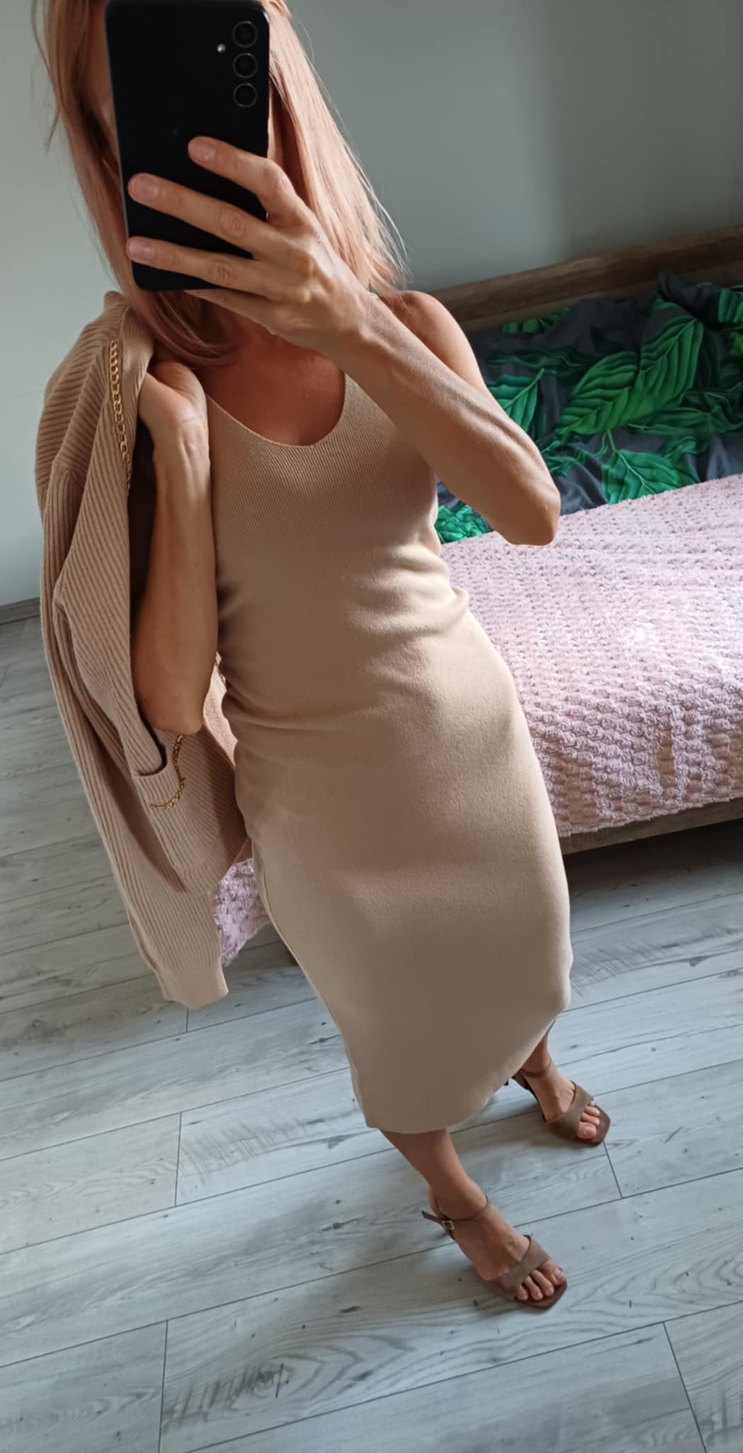 Elegancki dzianinowy komplet Sukienka+sweterek - Image 7