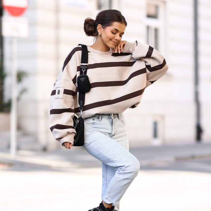 Bluza grube paski CZEKOLADA_premium_