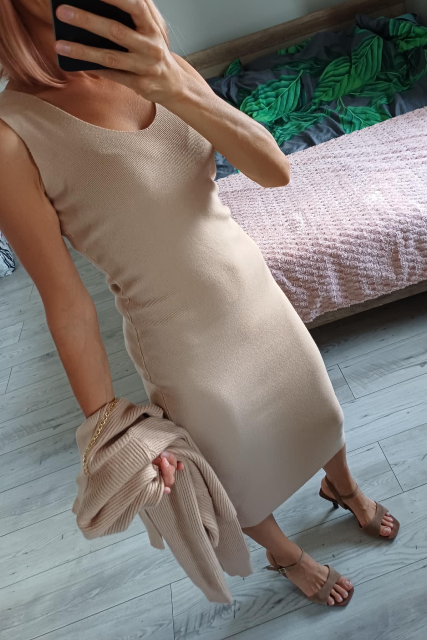 Elegancki dzianinowy komplet Sukienka+sweterek - Image 9