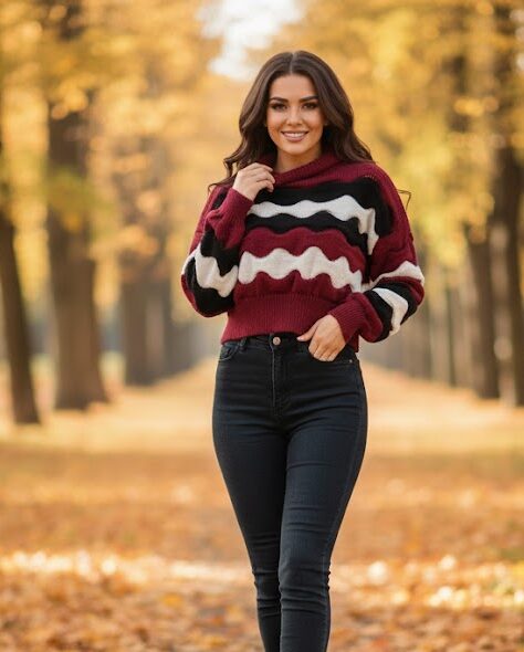 Marszczony akrylowy sweterek