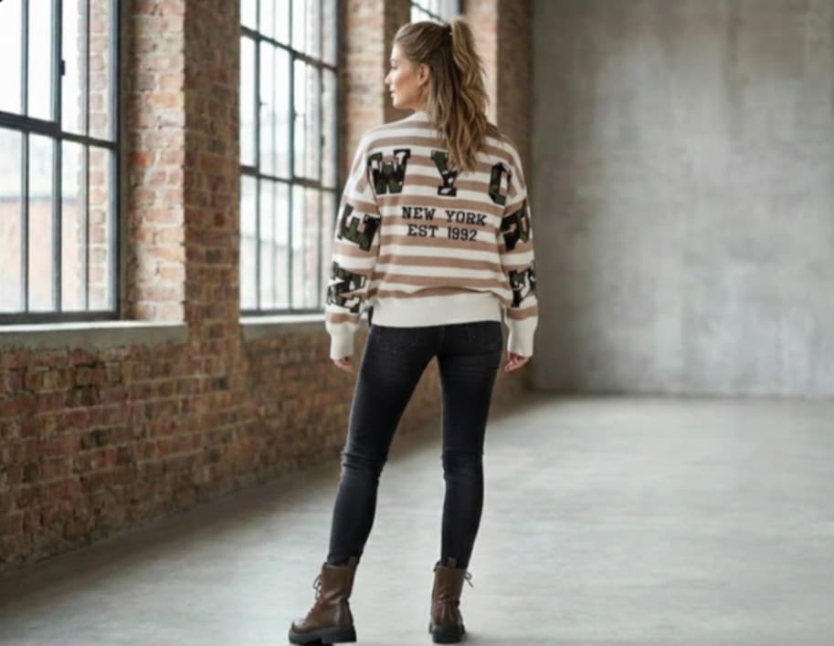 Mięciutki sweter w paski NEW YORK