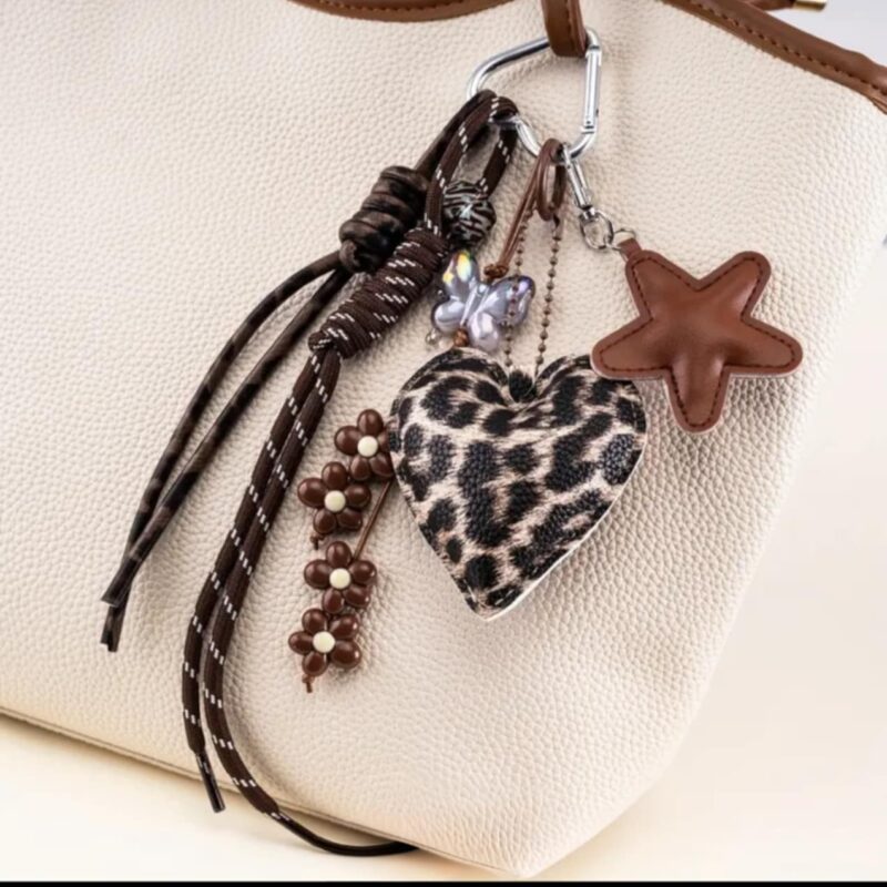 Duży Brelok zawieszka do torebki kluczy Panterkowe serce