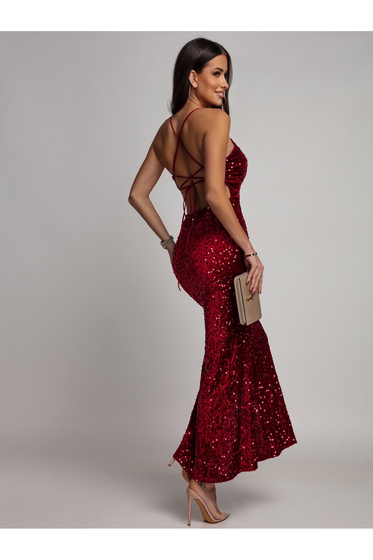 Sukienka cekinowa na ramiączkach maxi - Image 5