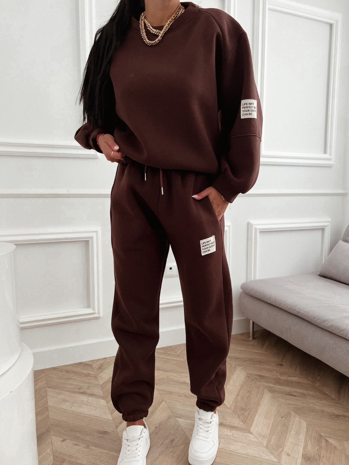 Bawełniany ciepły Dres z naszywkami_hit_