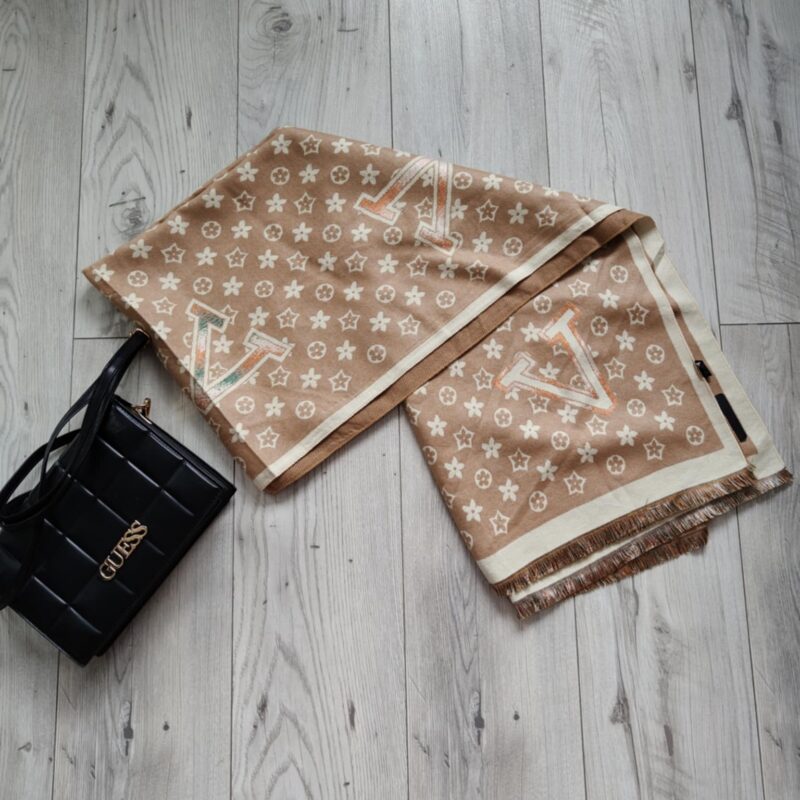 Piękny wiosenny szal_CAMEL_ bawełna