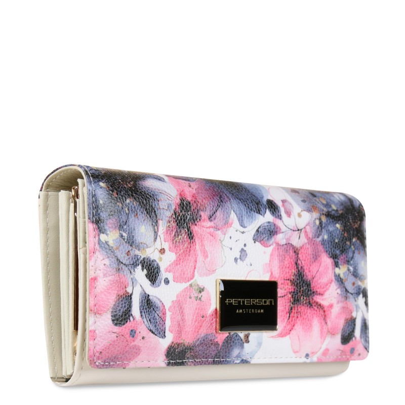 Elegancki portfel damski w kwiaty PETERSON_duży_