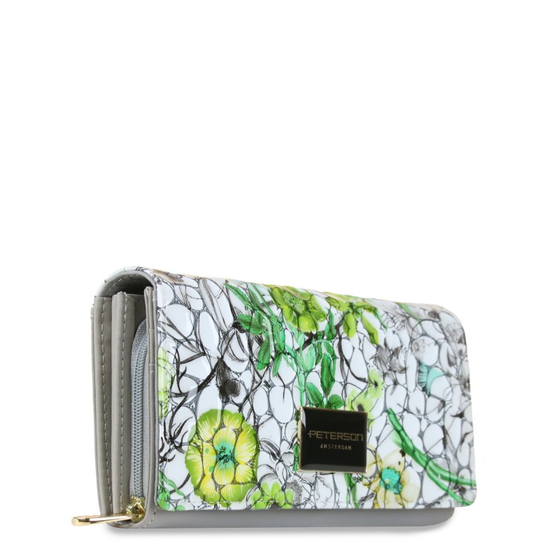 Skórzany portfel damski w kwiaty PETERSON_duży_
