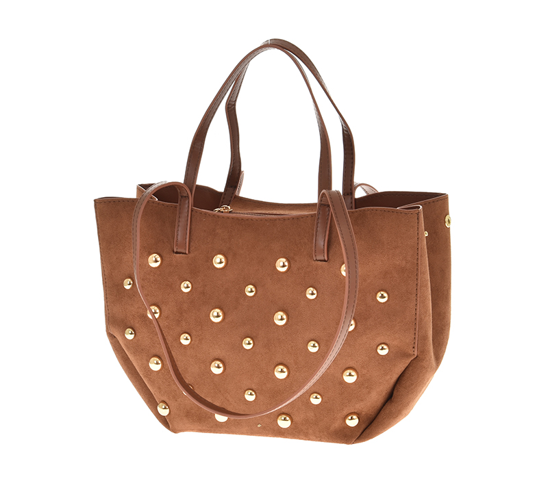 Torebka SHOPPER z eko-zamszu z dżetami CAMEL