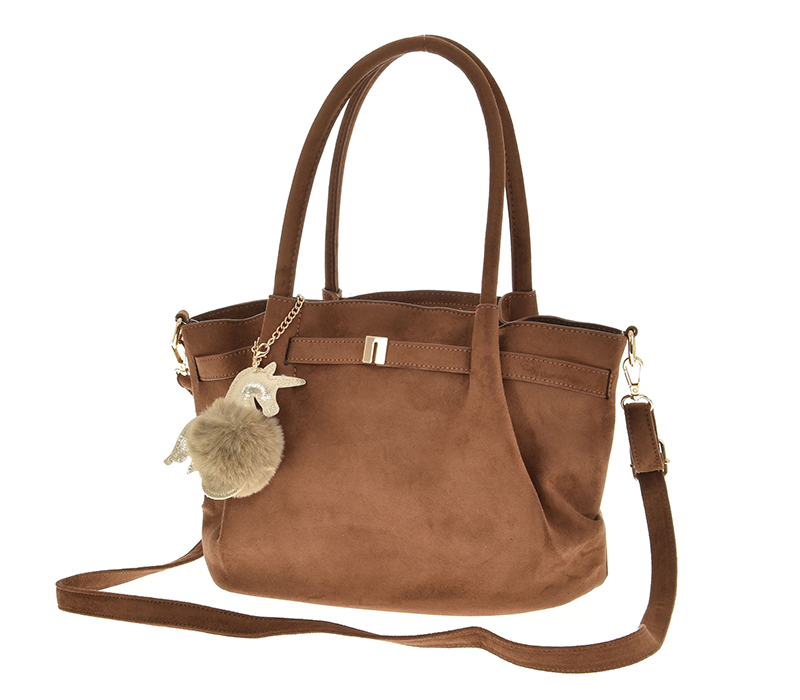 GALLANTRY torebka shopper z brelokiem jednorożca eko zamsz