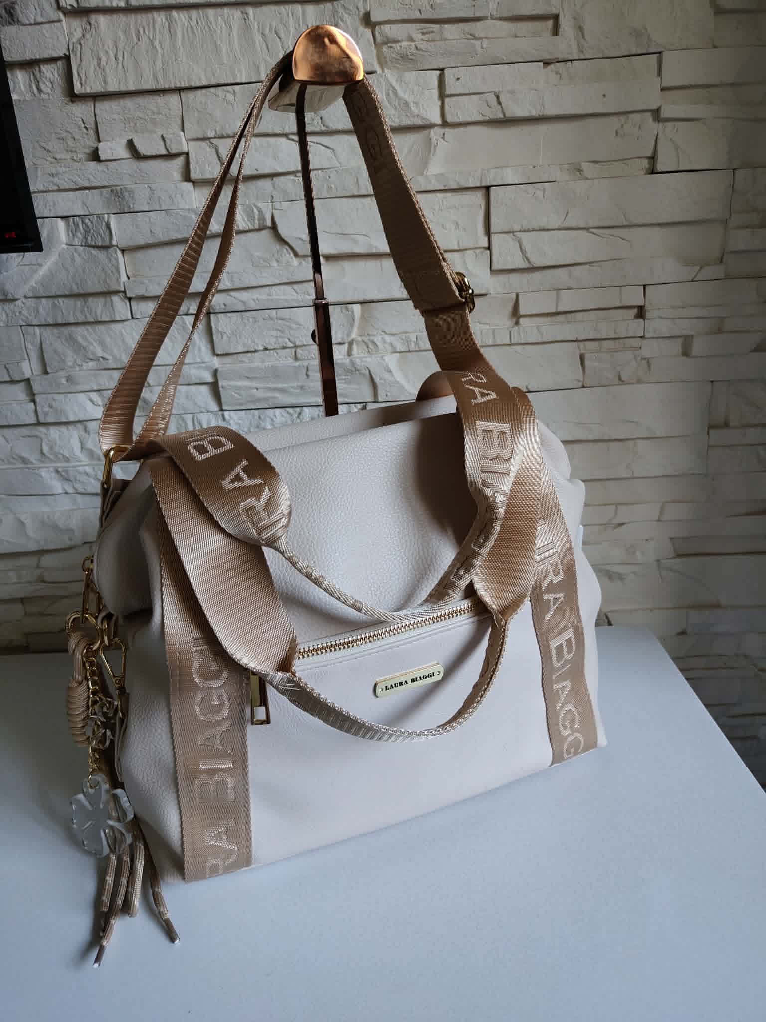 Torebka Shopper jasny beż LAURA BIAGGI - obrazek 5