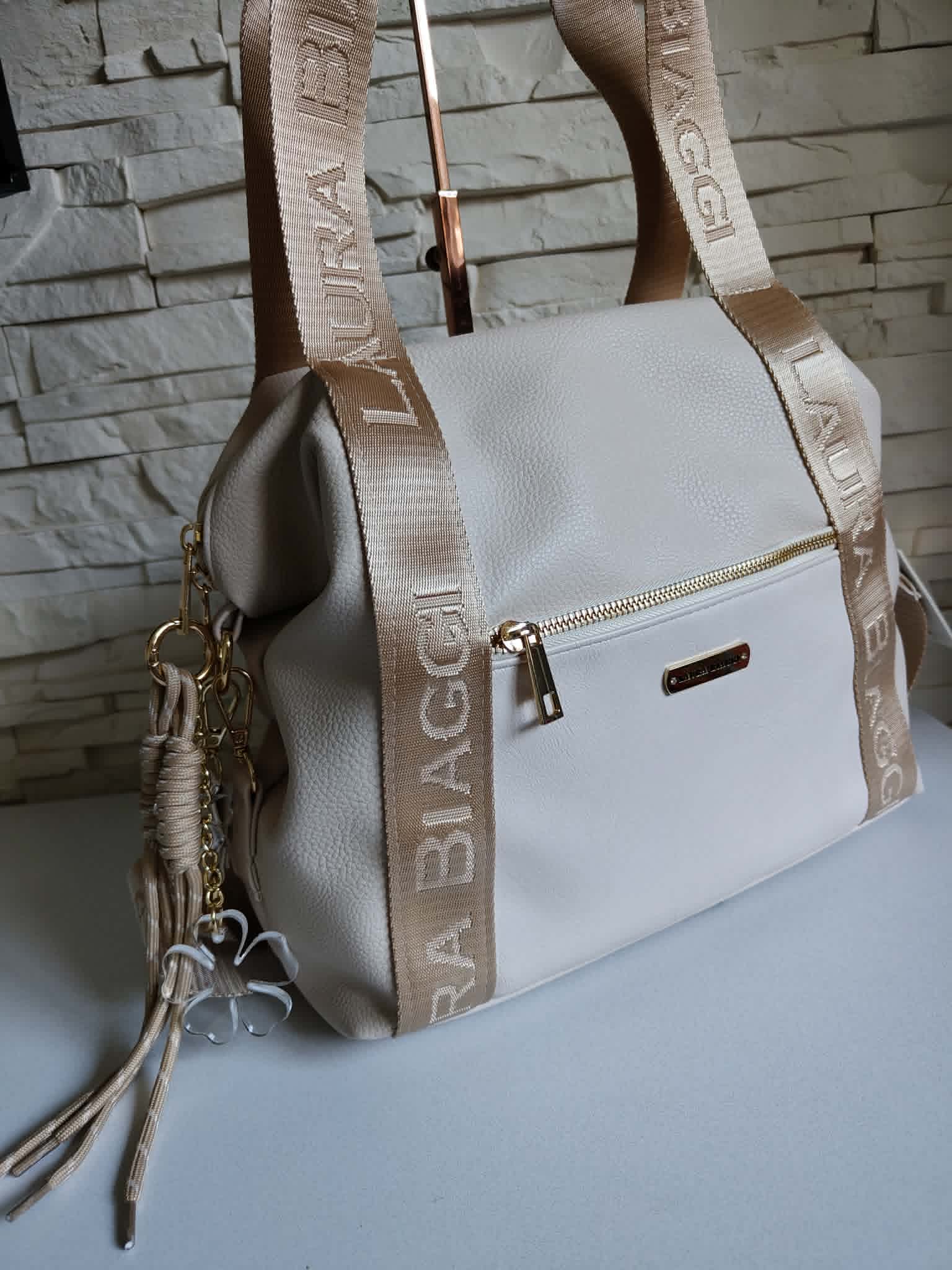 Torebka Shopper jasny beż LAURA BIAGGI - obrazek 6