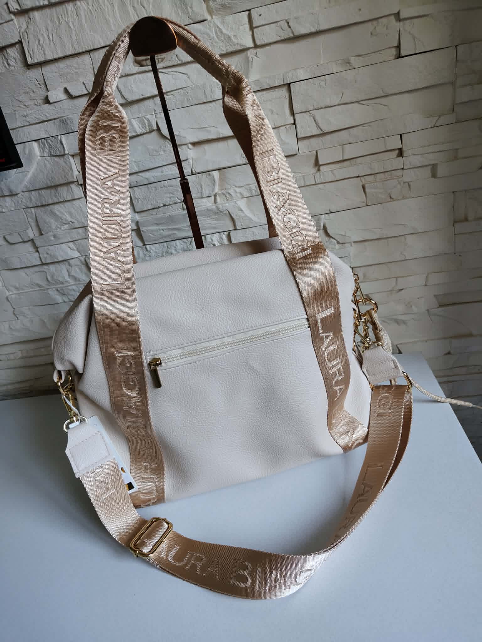 Torebka Shopper jasny beż LAURA BIAGGI - obrazek 4