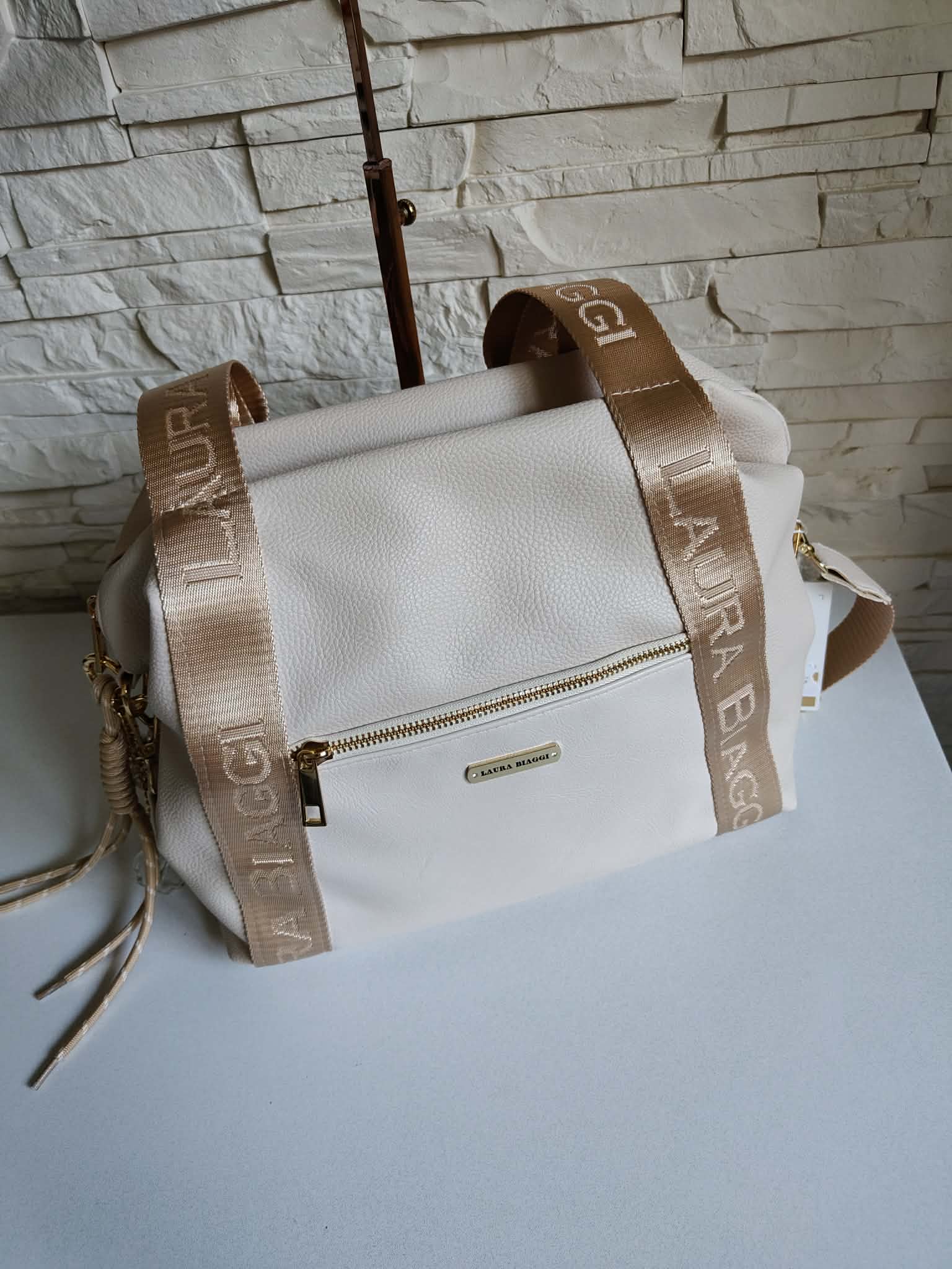 Torebka Shopper jasny beż LAURA BIAGGI - obrazek 3