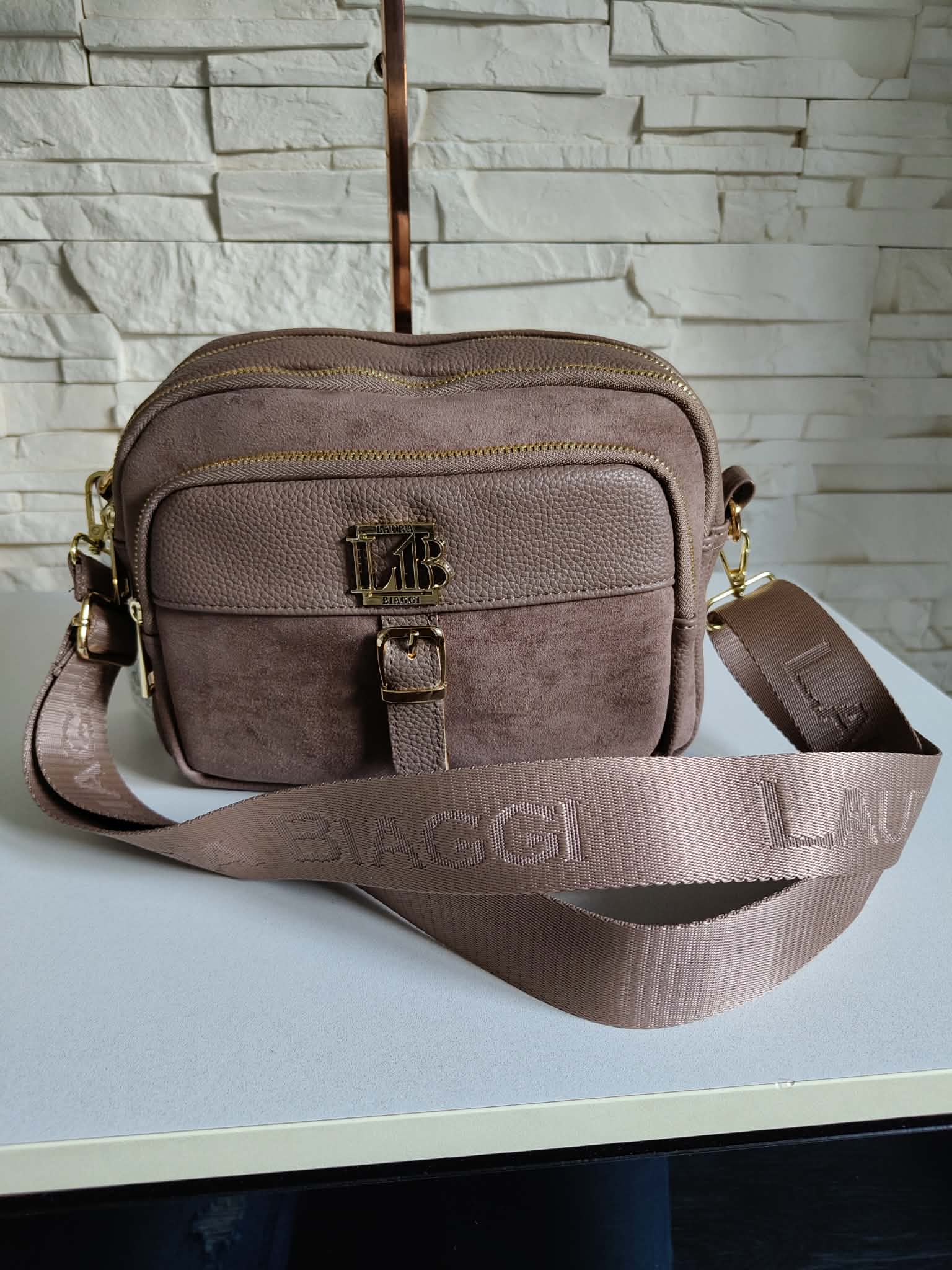 Torebka Listonoszka LAURA BIAGGI fango suede - obrazek 6