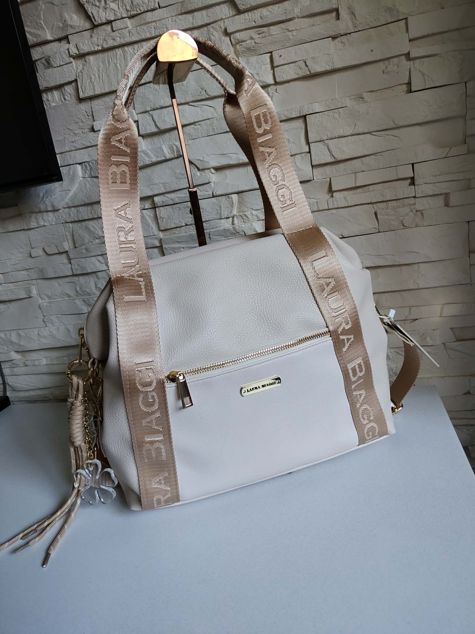 Torebka Shopper jasny beż LAURA BIAGGI - obrazek 2